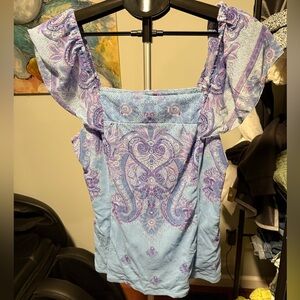 Inc paisley floral dainty fairy y2k mesh top purple blue large